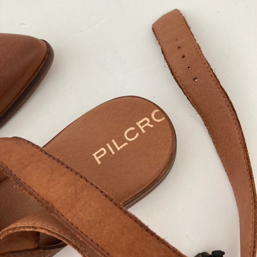 NWOT Pilcro Anthropologie Ankle Strap Brown Leather Pointed Toe Flats - Picture 4 of 6